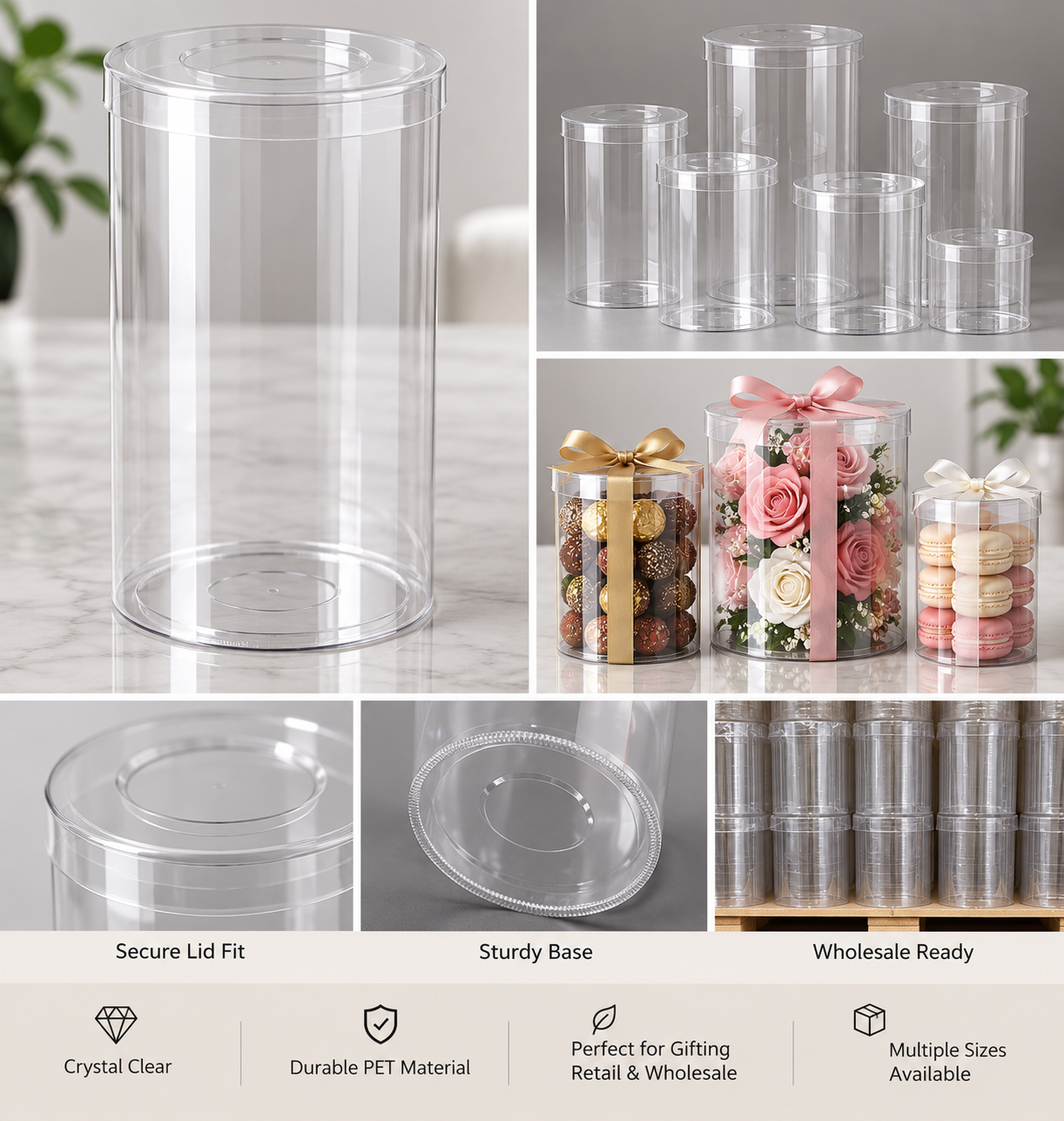 Clear Tube & Cylinder Boxes with Lids