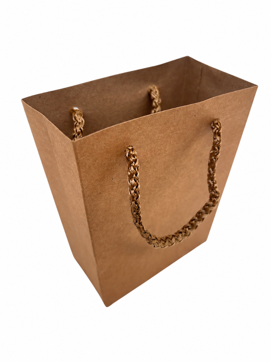Kraft gift bag with rope handles — 3.94″ × 5.51″ × 1.97″