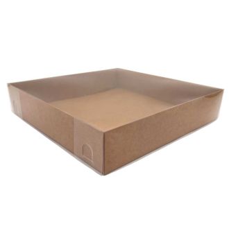  Kraft Cardboard Box with Clear Lid 9.84x9.84x1.97"