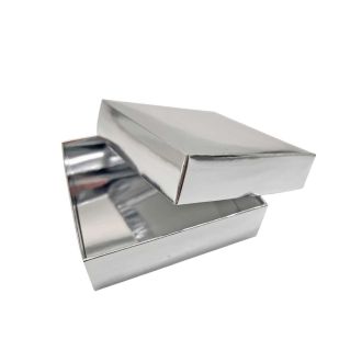Metalic silver Gift Box / Lid Pack of 100 - 3.93" x 3.93" x 1.18"