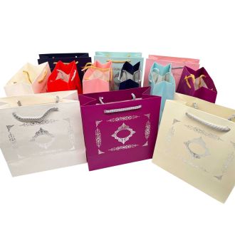 8"x8"x4" Elegant Paper Bags with Handles Party Shopping Gift Bags Color Options 25 Pack