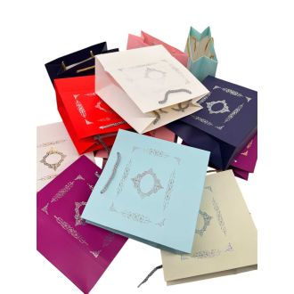 Elegant Paper Bags with Handles Party Shopping Gift Bags With Gold Foil - 6.1" x 6.69" x 3.15"