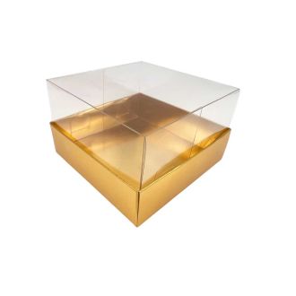 Gold Gift Box with Clear Lid - 4.72" x 4.72" x 2.36” 