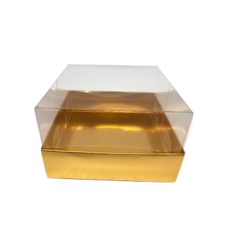 Gold Gift Box with Clear Lid - 2.36x2.36x1.38"