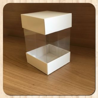 Acetate, Double-Sided White Cardboard Box - 3.15" x 3.15" x 4.72"