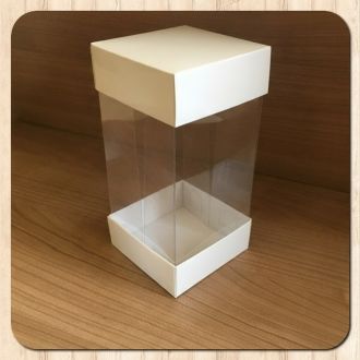 Acetate, Double-Sided White Cardboard Box - 3.15" x 3.15" x 6.3"