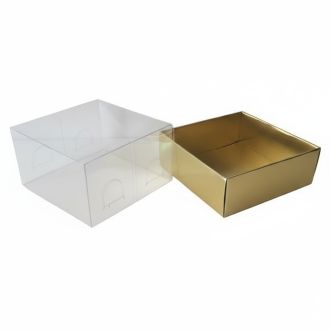 Gold Cardboard Gift Box with Clear Lid - 3.15" x 3.15" x 1.57"