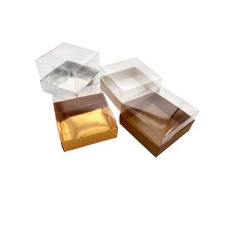 Gold Gift Box with Clear Lid - 3.15" x 3.15" x 0.79"