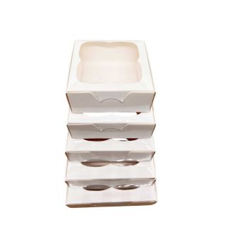 White Clear Window Bakery Boxes – Scalloped Design Perfect For Cupcakes and Treats Pack 25 - 3.25" x 3.25" x 1.125" - Other Sizes Available