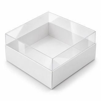 White Gift Box with Clear Lid - 3.54" x 3.54" x 1.57"