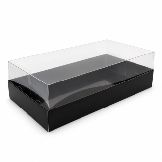Black Cardboard Gift Box with Clear Lid - 7.87" x 3.94" x 2.17"