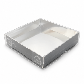 Clear Gift Box with Silver Base - 3.15" x 3.15" x 0.79"