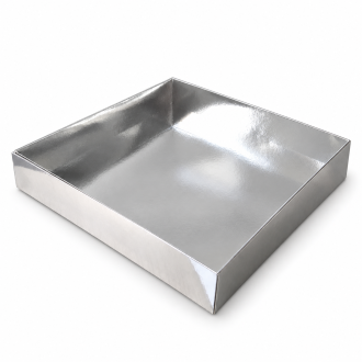 Silver Cardboard Gift Box with Clear Lid - 11.81" x 11.81" x 1.97"