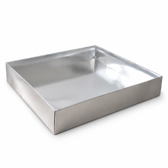 Silver Cardboard Gift Box with Clear Lid - 9.84" x 11.81" x 1.97"