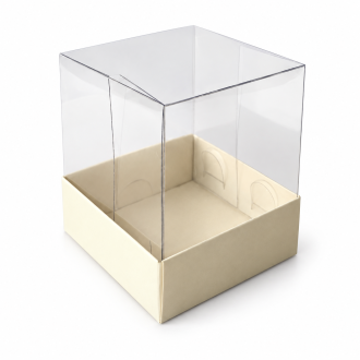 Cream Cardboard Gift Box with Clear Lid - 1.97" x 1.97" x 2.36"