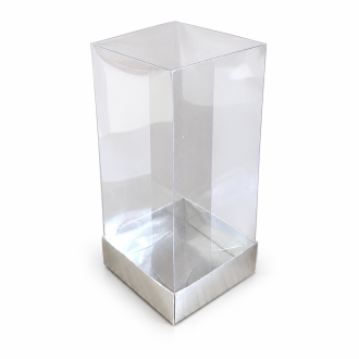 Silver Cardboard Gift Box with Clear Lid - 2.76" x 2.76" x 5.51"