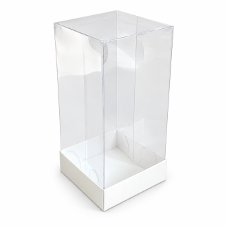 White Cardboard Gift Box with Clear Lid - 2.76" x 2.76" x 5.51"