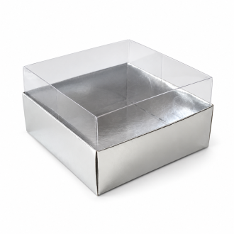Silver Cardboard Gift Box with Clear Lid - 3.15" x 3.15" x 1.97"