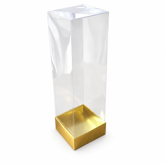 Gold Base Gift Box with Clear Lid - 3.15" x 3.15" x 9.84"