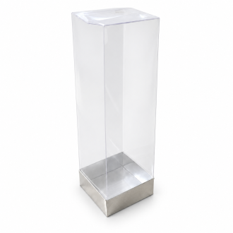 Silver Base Gift Box with Clear Lid - 3.15" x 3.15" x 9.84"