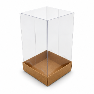 Kraft Cardboard Gift Box with Clear Lid - 2.76" x 2.76" x 4.72"