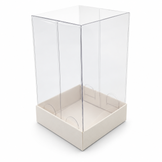 White Cardboard Gift Box with Clear Lid - 2.76" x 2.76" x 4.72"