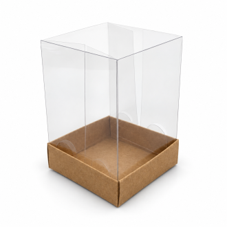 Kraft Cardboard Gift Box with Clear Lid - 2.76" x 2.76" x 3.94"