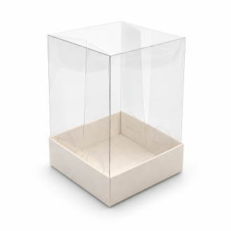 White Cardboard Gift Box with Clear Lid - 2.76" x 2.76" x 3.94"