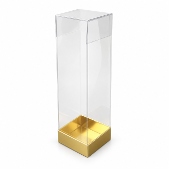 Gold Base Gift Box with Clear Lid - 1.97" x 1.97" x 7.87"