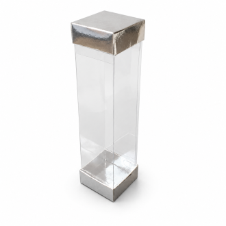 Clear Gift Box with Silver Base and Lid - 1.97" x 1.97" x 7.87"