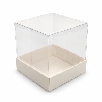 White Cardboard Gift Box with Clear Lid - 2.76" x 2.76" x 2.76"