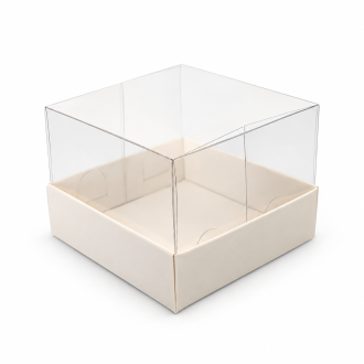 White Cardboard Gift Box with Clear Lid - 2.76" x 2.76" x 1.97"