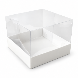 White Cardboard Gift Box with Clear Lid - 4.72" x 4.72" x 3.35"
