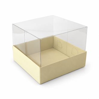 Cream Cardboard Gift Box with Clear Lid - 3.54" x 3.54" x 2.76"