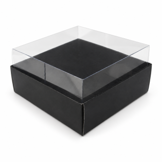 Black Cardboard Gift Box with Clear Lid - 3.54" x 3.54" x 1.97"