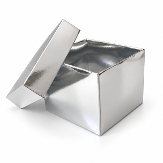 Silver Cardboard Gift Box with Lid - 3.15" x 3.15" x 2.56"