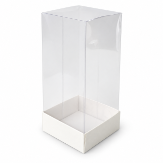 White Cardboard Gift Box with Clear Lid - 1.97" x 1.97" x 4.33"