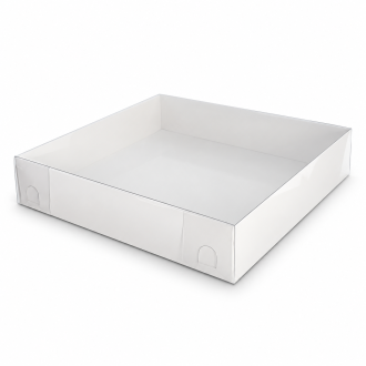 White Cardboard Gift Box with Clear Lid - 9.84" x 9.84" x 1.97"