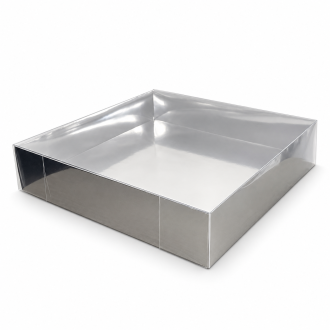 Silver Cardboard Gift Box with Clear Lid - 9.84" x 9.84" x 1.97"