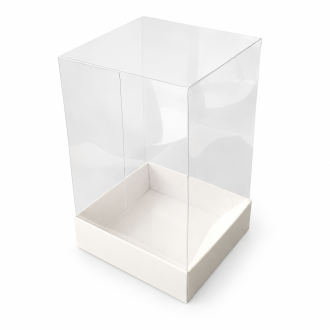 White Cardboard Gift Box with Clear Lid - 3.94" x 3.94" x 6.3"