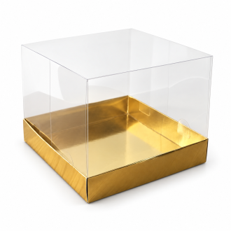 Gold Gift Box with Clear Lid - 5.91" x 5.91" x 4.72"