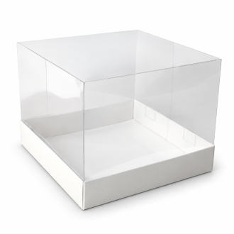 White Cardboard Gift Box with Clear Lid - 5.91" x 5.91" x 4.72"