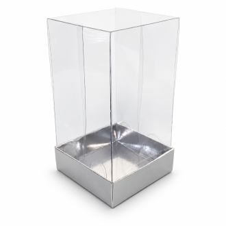Silver Cardboard Gift Box with Clear Lid - 2.76" x 2.76" x 4.72"