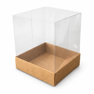 Kraft Cardboard Gift Box with Clear Lid - 3.94" x 3.94" x 4.72"