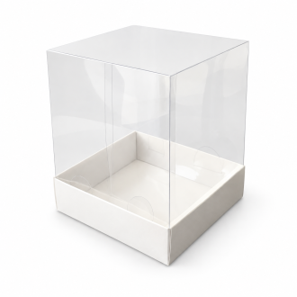 White Cardboard Gift Box with Clear Lid - 3.94" x 3.94" x 4.72"