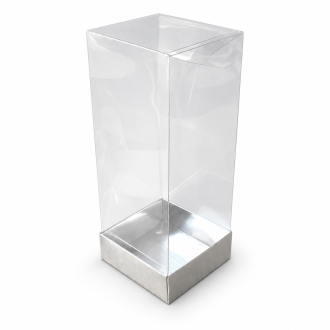 Silver Base Gift Box with Clear Lid - 3.15" x 3.15" x 7.87"