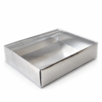 Silver Gift Box with Clear Lid - 3.54" x 4.72" x 1.18"