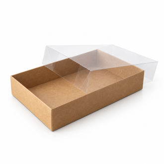  Kraft Cardboard with Clear Lid Box 5.91x9.84x1.97"