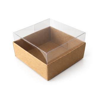 Kraft Cardboard Box with Clear Lid 1.97x1.97x1.18"