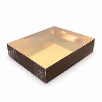 Gold Cardboard Gift Box with Clear Lid - 7.87" x 9.84" x 1.97"